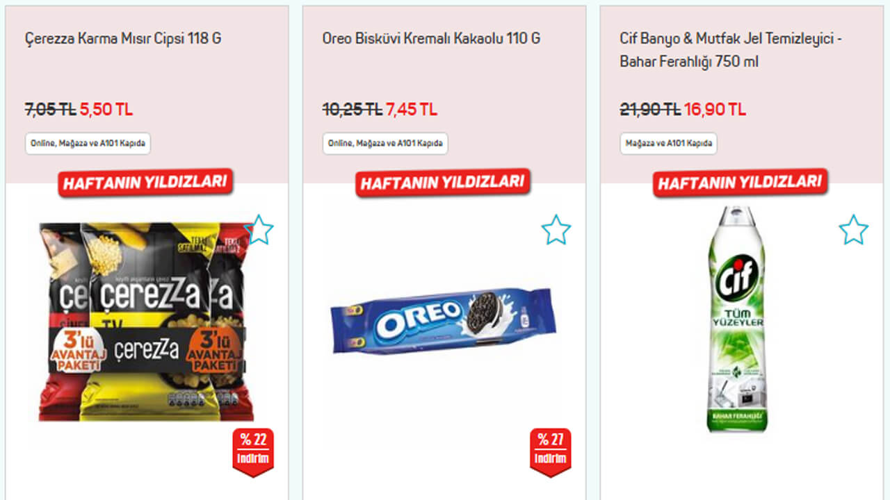 A101 Haftanın Yıldızları 2022 indirimli fiyat listesi: Dalin Bebek Şampuanı 24.95, Cif... 