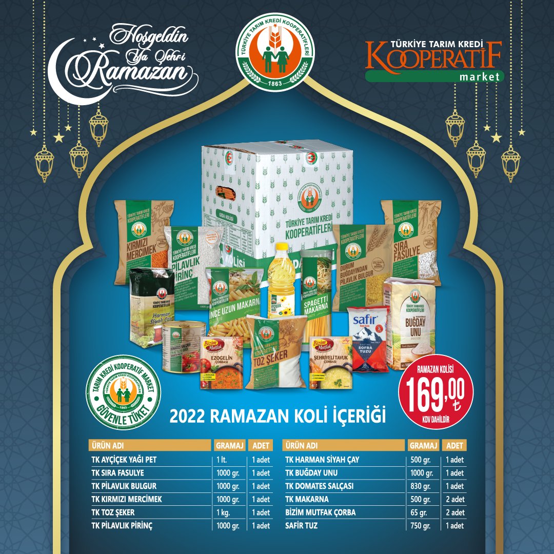 Tarım Kredi Kooperatif 2022 Ramazan koli içeriğinin kataloğunu yayımladı! İşte 22 Mart 2022 fiyat listesi!