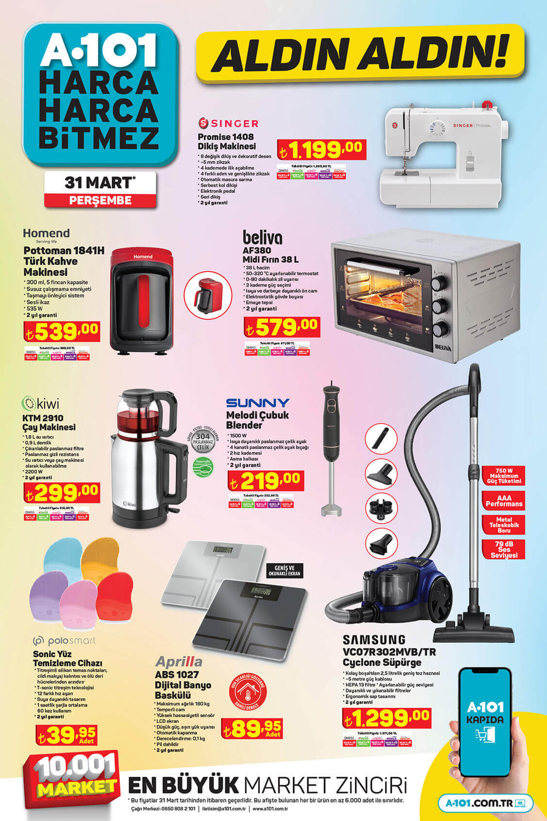 A101 31 Mart aktüel ürünler kataloğunu yayımladı! İşte A101 31 Mart 2022 aktüel ürünler kataloğu fiyat listesi...