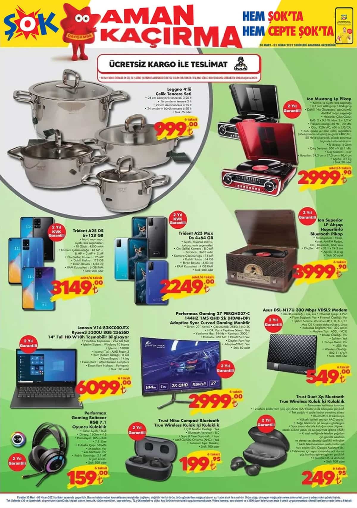 ŞOK 30 Mart 2022 aktüel ürünler kataloğunu yayımladı! İşte 30 Mart 2022 ŞOK aktüel ürünler fiyat listesi...