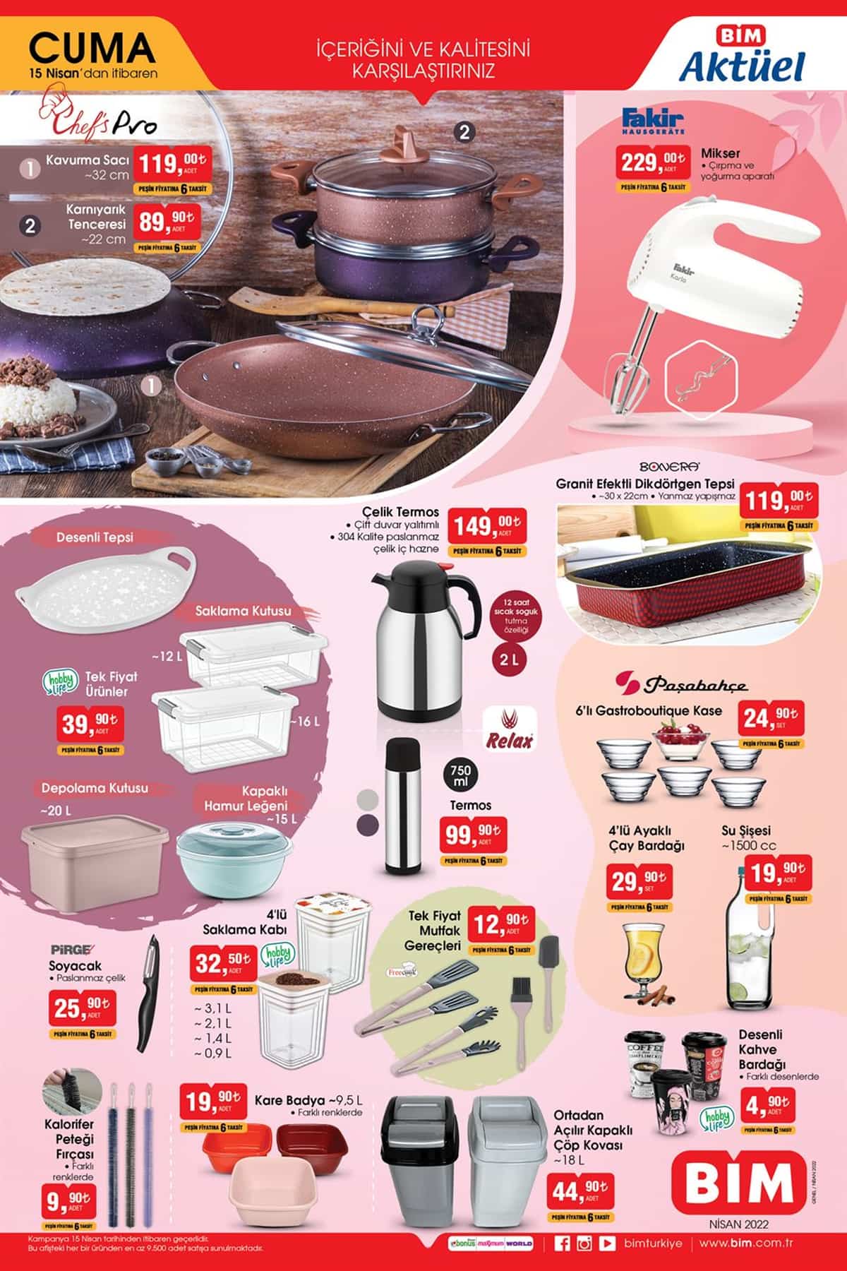 BİM 15 Nisan 2022 aktüel katalog! BİM de bu hafta neler var? İşte 15 Nisan 2022 fiyat listesi...