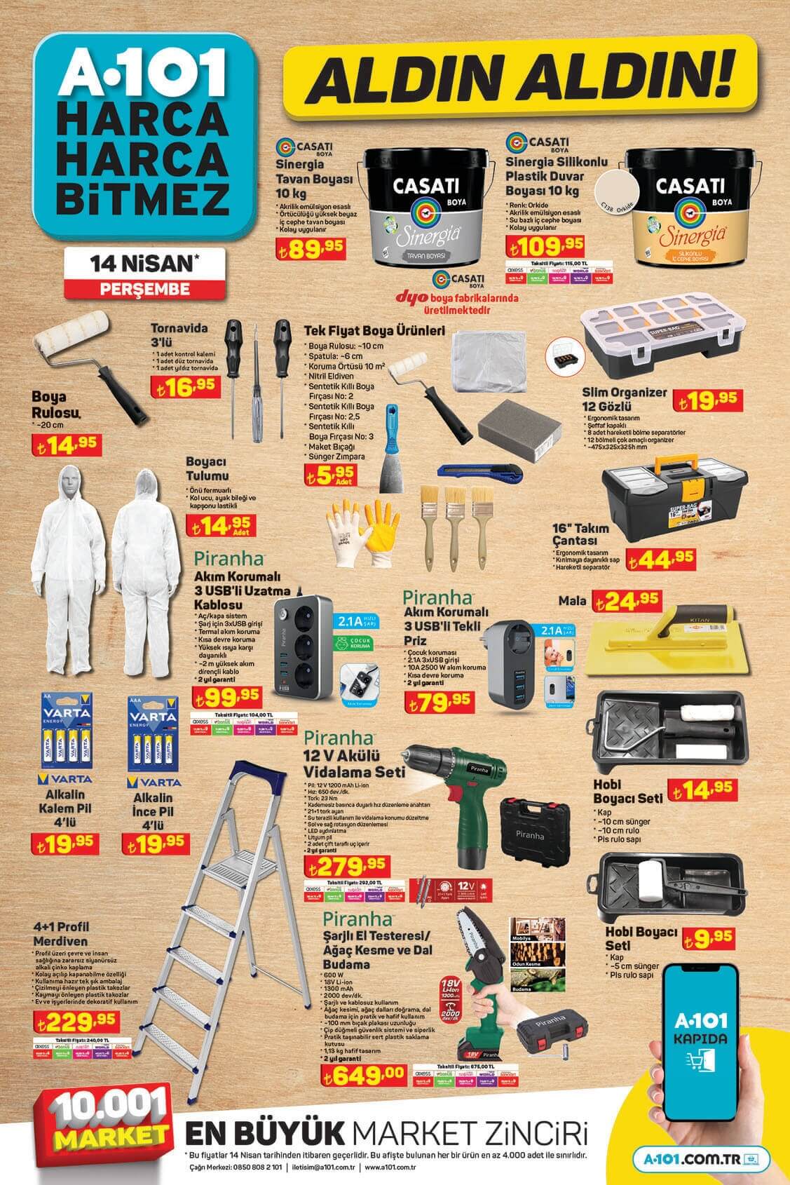 A101 aktüel 14 Nisan kataloğunda indirim yağmuru! Bugün A101 de neler var? İşte 14 Nisan 2022 fiyat listesi