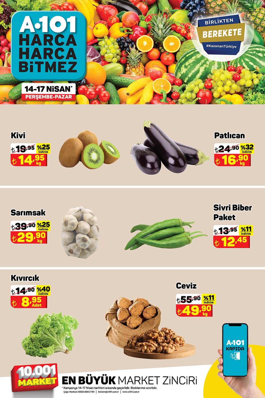 A101 sebze meyve ürünlerine büyük indirim yaptı! İşte 16 Nisan 2022 fiyat listesi..