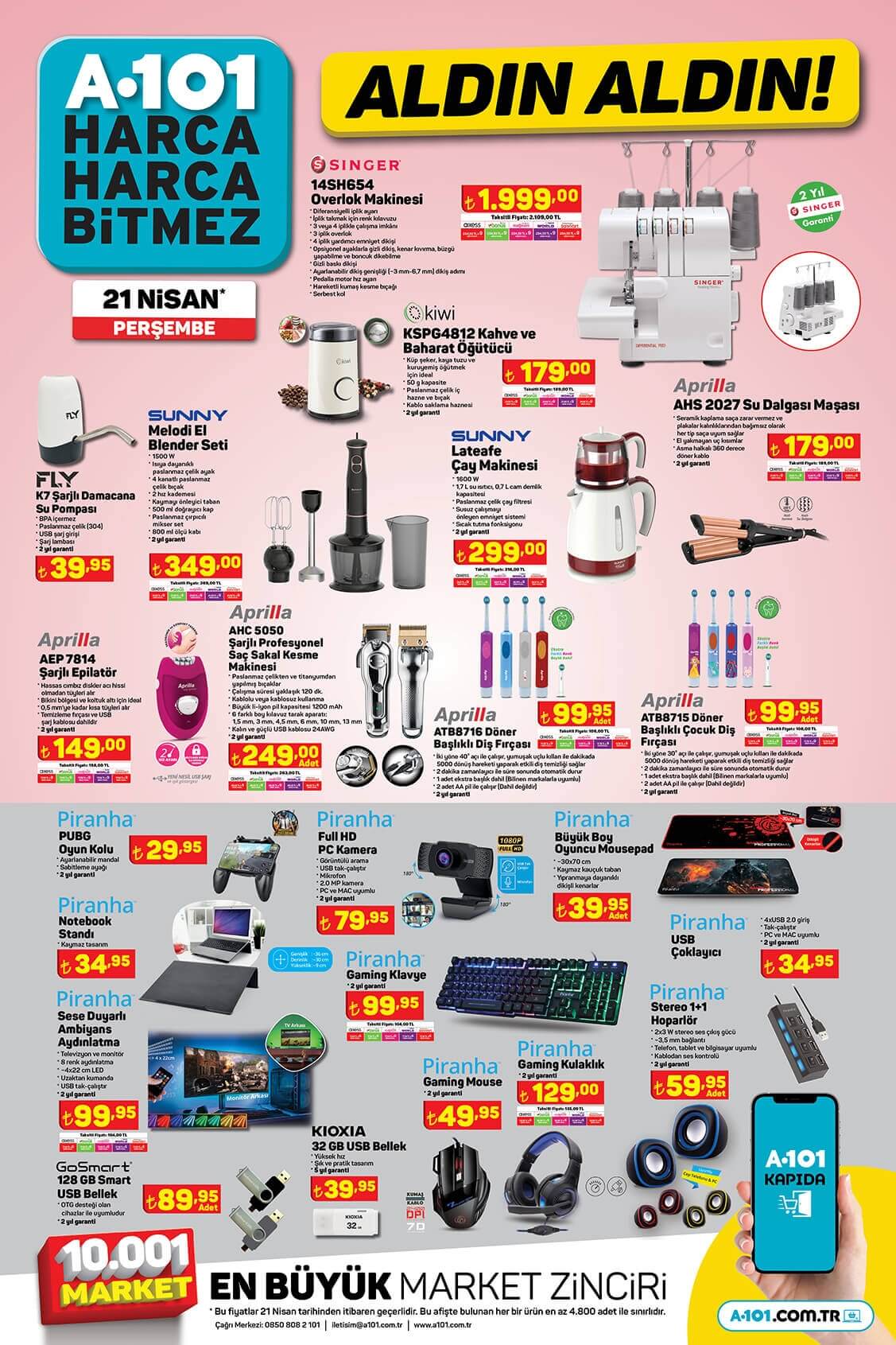 A101 aktüel kataloğu yayımlandı! İşte 21, 22, 23, 24 Nisan 2022 A101 aktüel ürünler kataloğu ve fiyat listesi...
