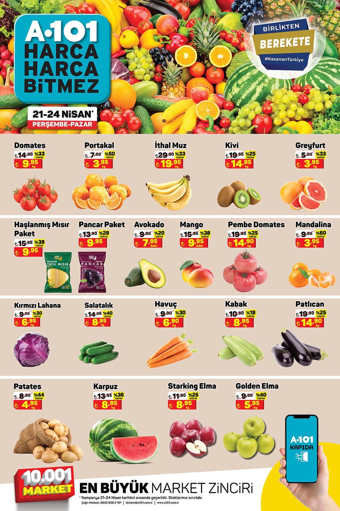 A101 sebze meyve ürünlerinde büyük indirim! Patates, domates, biber... İşte 22 Nisan 2022 fiyat listesi
