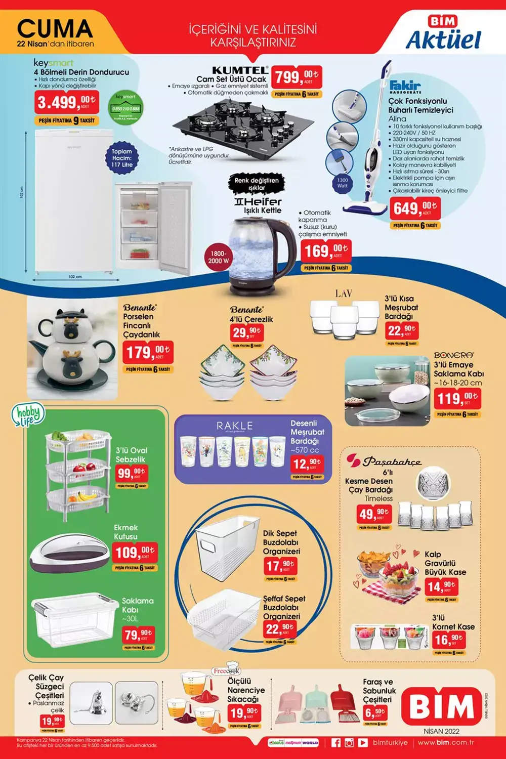 BİM de bugün hangi ürünler var? İşte BİM 22 Nisan 2022 aktüel ürünler kataloğu fiyat listesi...