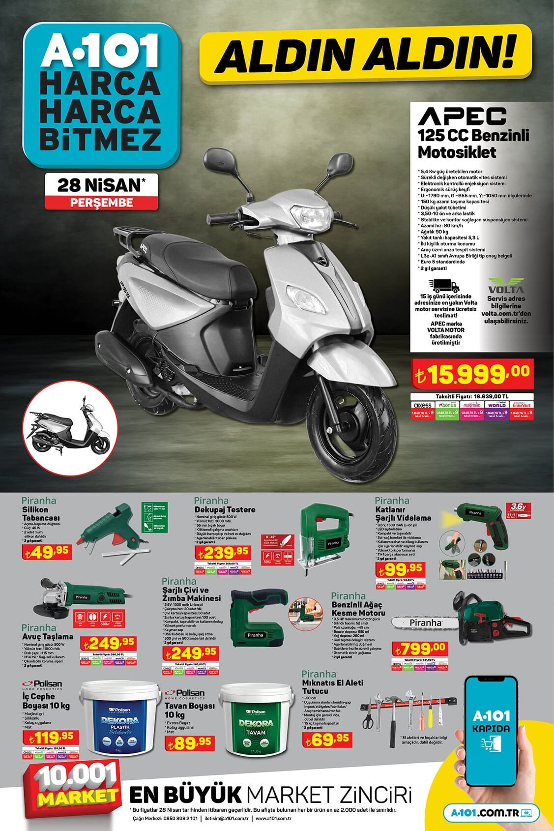 A101 de Apec 125 CC benzinli motosiklet ne kadar? İşte 24 Nisan 2022 fiyat listesi...