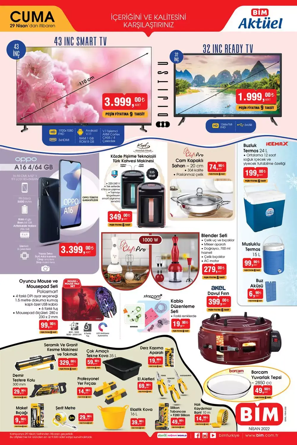 BİM’e bu hafta hangi ucuz teknolojik ürünler gelecek? İşte BİM 29 Nisan 2022 aktüel teknolojik ürünler fiyat listesi..