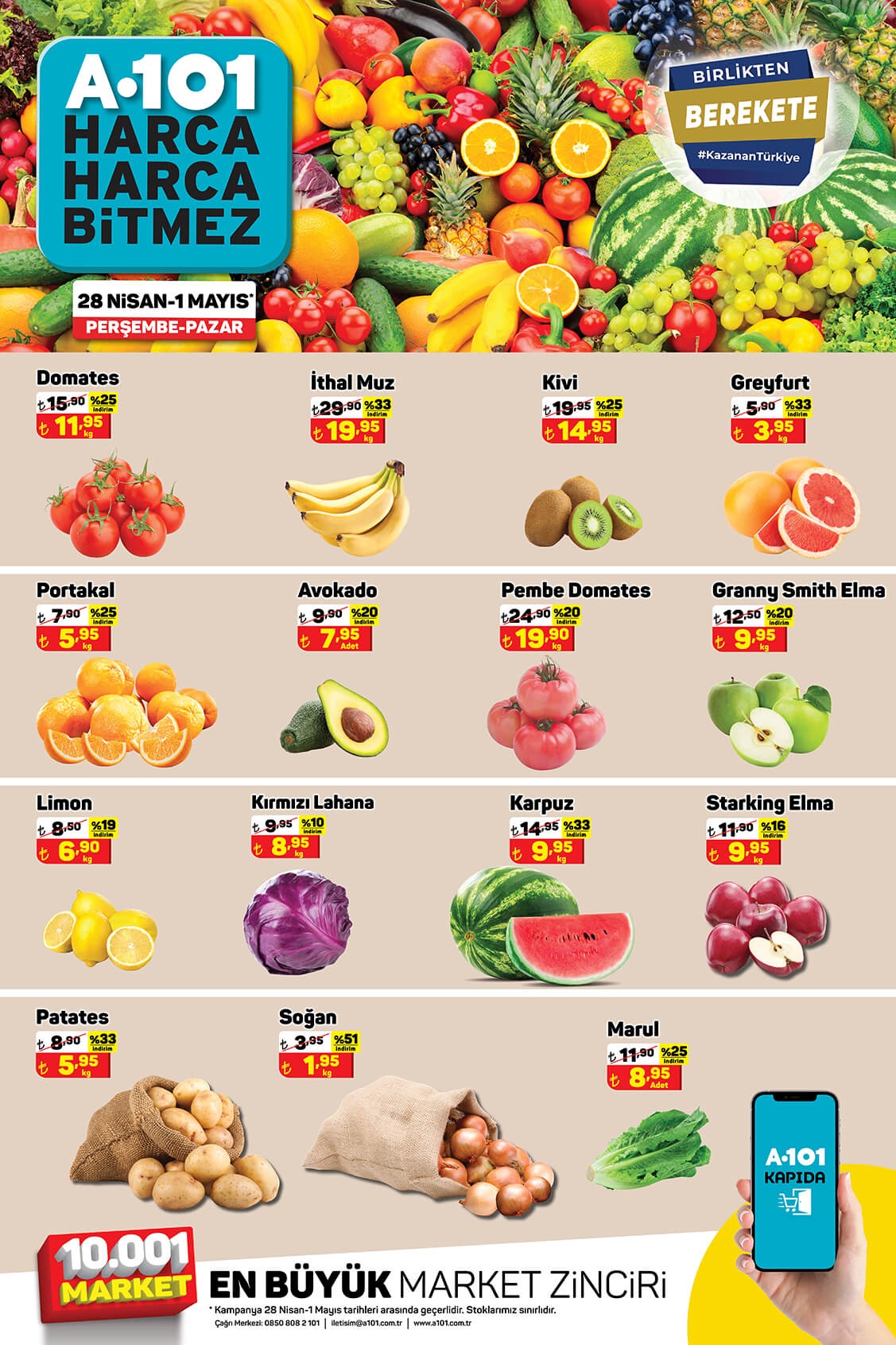 A101 de sebze meyve ürünlerinde hafta sonu kampanyası! Soğan, patates, kıvırcık! İşte 30 Nisan 2022 fiyat listesi