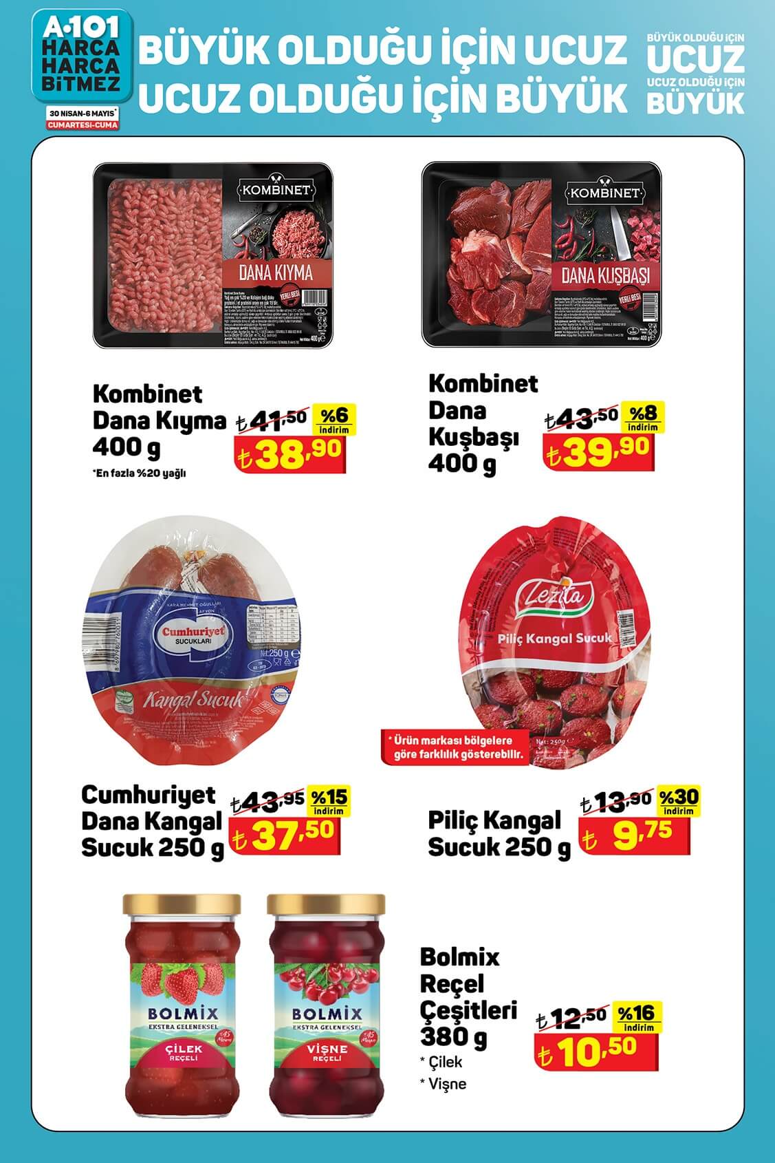 A101 de kırmızı et ve ayçiçek yağı ürünlerine bayram indirimi! İşte A101 30 Nisan 2022 fiyat listesi!