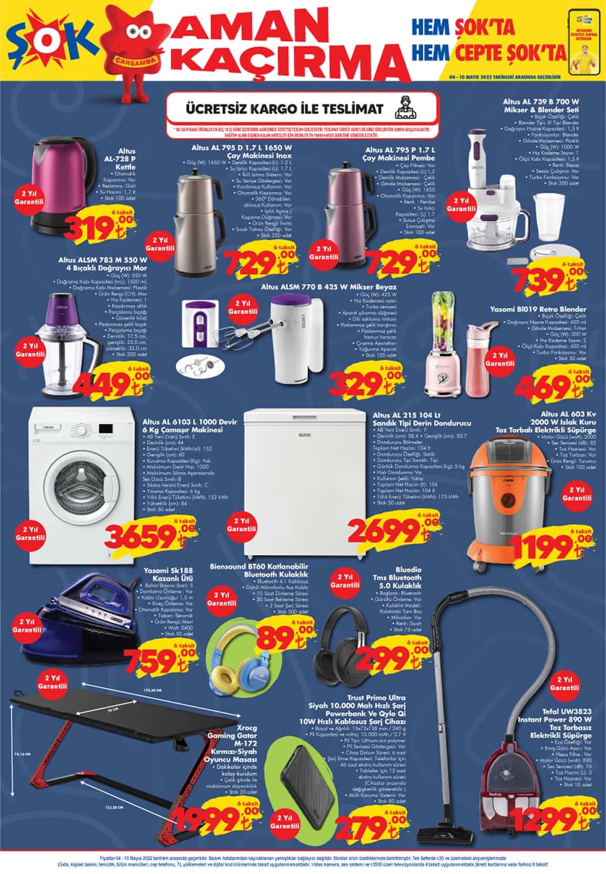 ŞOK ta bu hafta neler var? İşte ŞOK 4 Mayıs 2022 aktüel ürünler kataloğu fiyat listesi