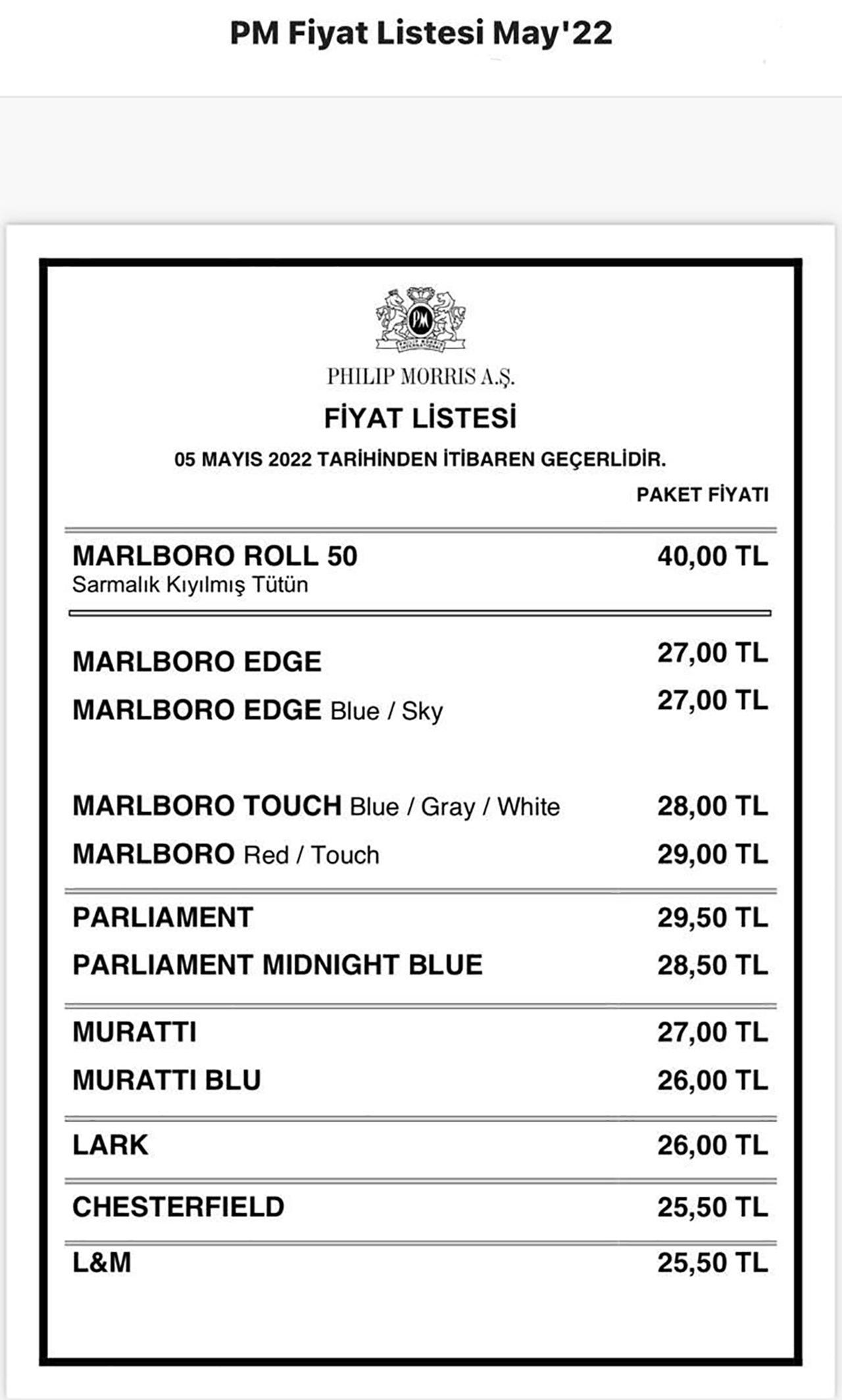 Bir sigara grubu daha ürünlerine 2 lira zam yaptı! İşte zamlı fiyat listesi
