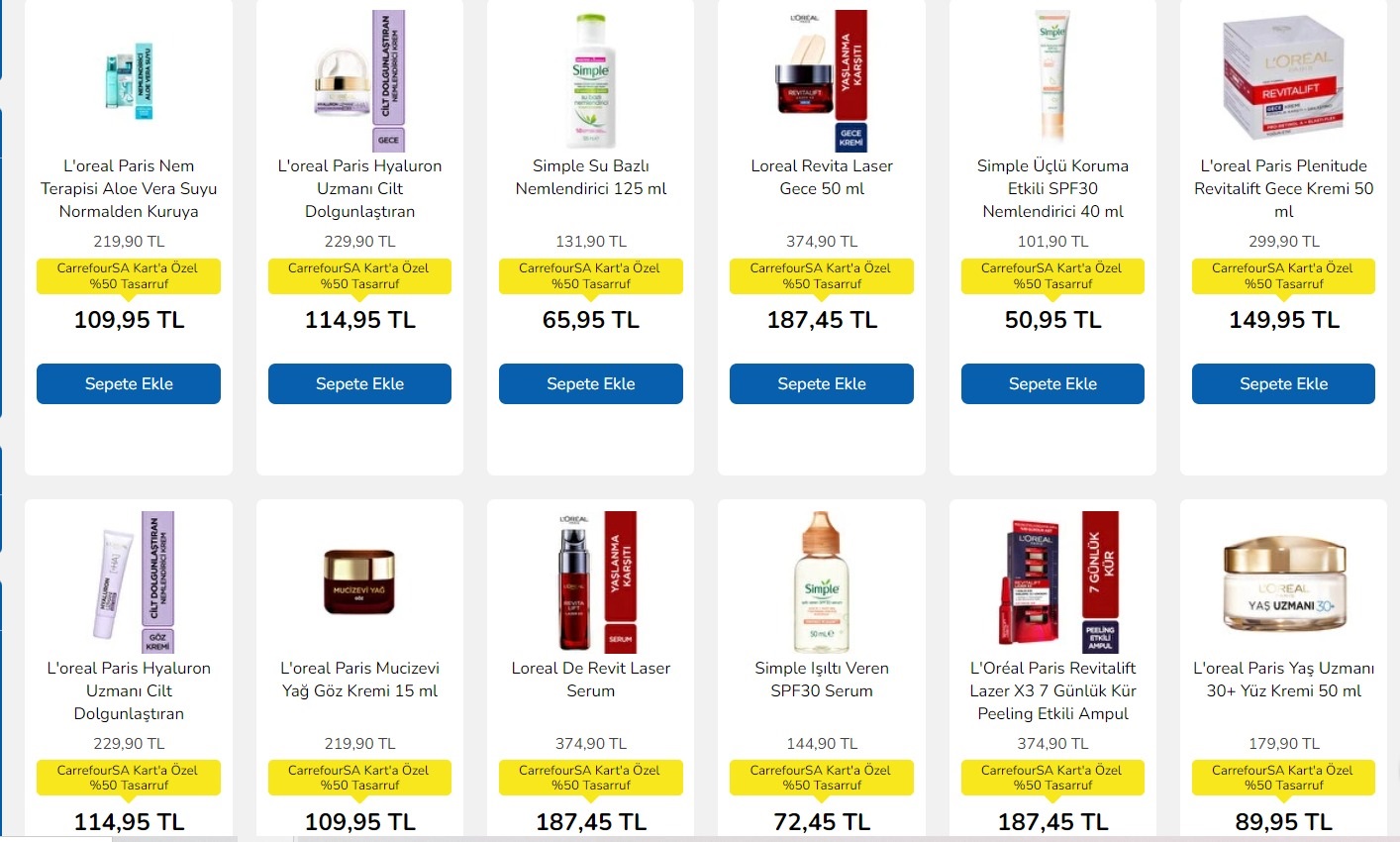 Carrefoursa’dan kozmetik ve bakım ürünlerine yüzde 50 indirim! Bu fırsat kaçmaz…