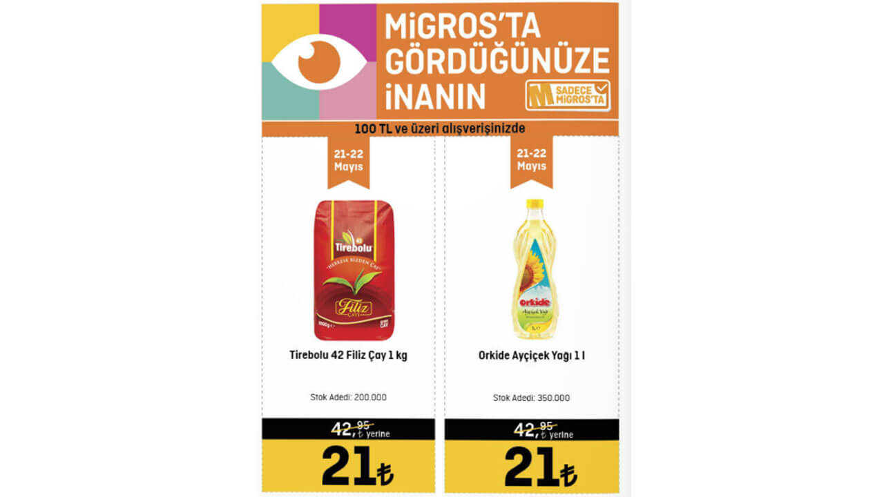 Migros ta ayçiçek yağına şok indirim! 1 litre ayçiçek yağı 21 TL ye düştü! İşte 12 Mayıs 2022 fiyat listesi...