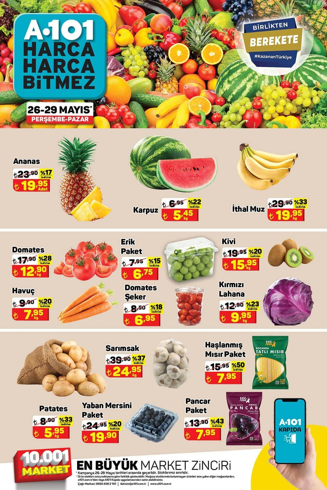 A101 sebze meyve fiyatlarında yüzde 50 indirim yaptı! Patates 5,95 maydanoz 2,95 TL! İşte 26 Mayıs 2022 fiyat listesi