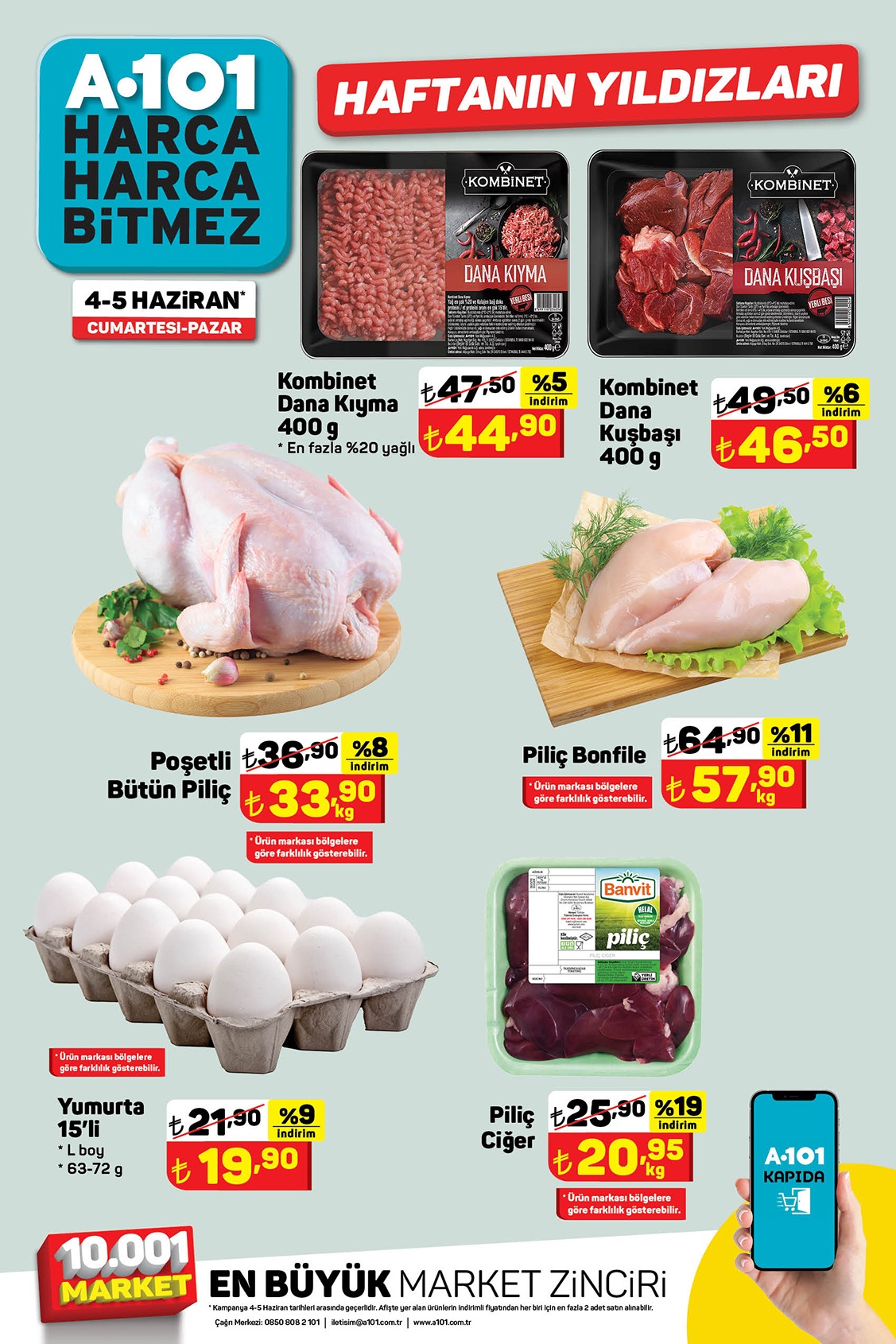 A101 Haftanın Yıldızları nda dev indirim! Sakın kaçırmayın! Et, tavuk, yağ ve yumurta... 4 Haziran 2022 fiyat listesi!