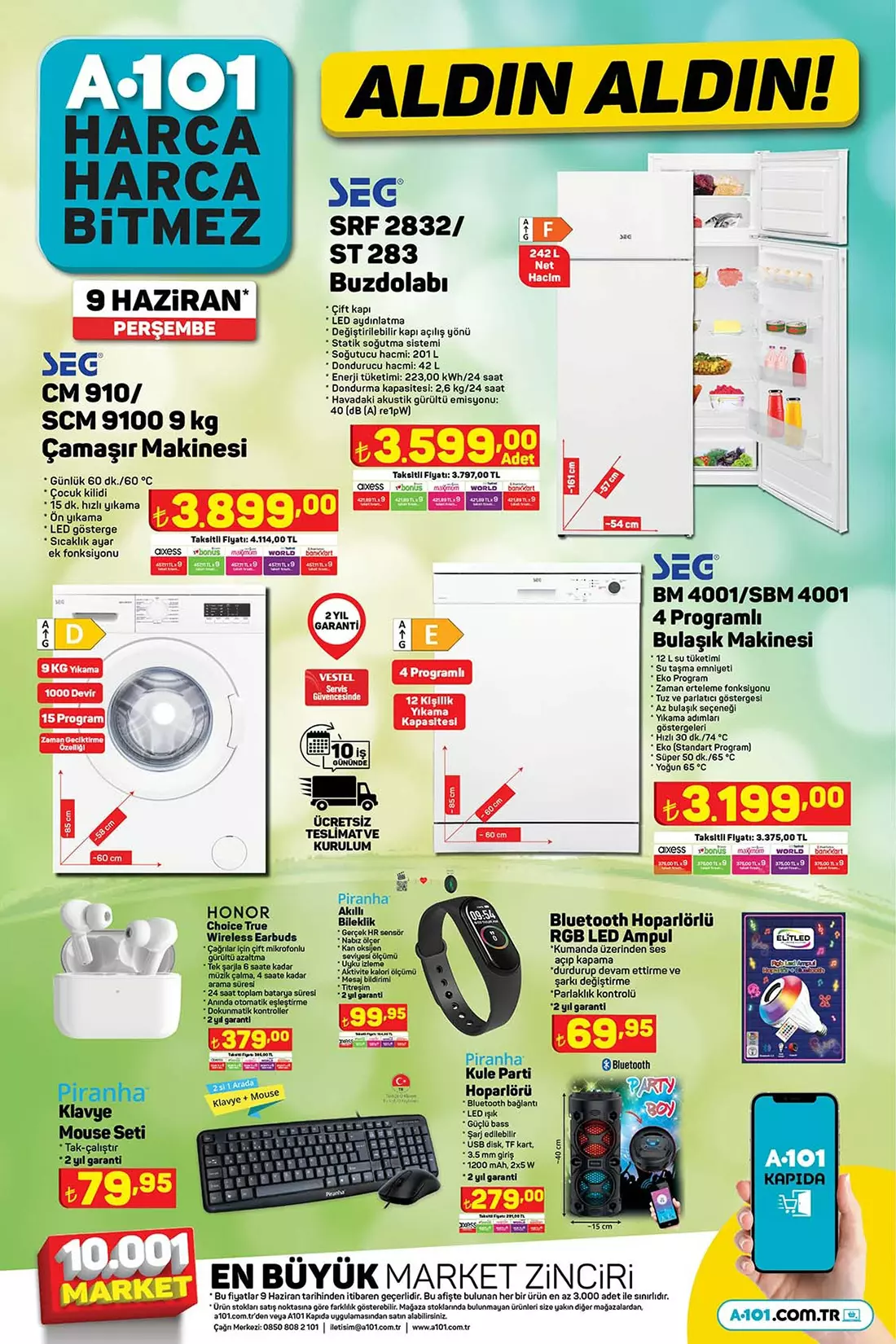 A101 de beyaz eşyalarda fırsat! SEG markalı beyaz eşyalar 9 Haziran da satışta! 9 Haziran 2022 fiyat listesi...