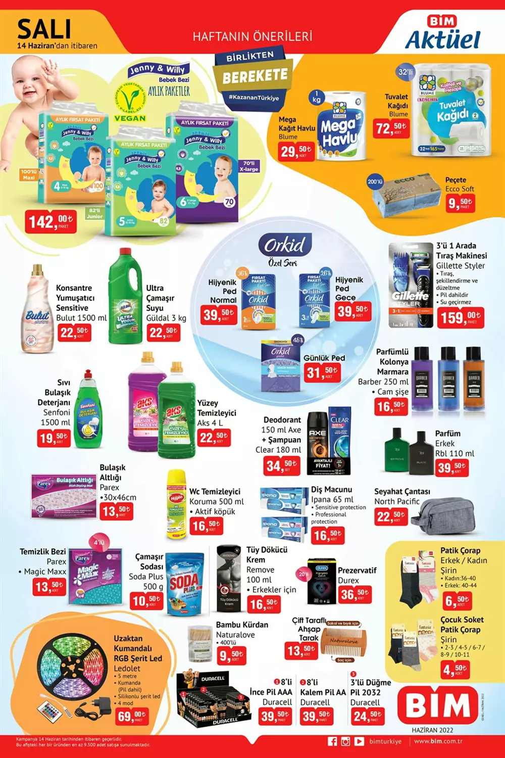 BİM 14 Haziran 2022 aktüel ürünler kataloğu: bebek bezi, tuvalet kağıdında büyük fırsat! 14 Haziran 2022 fiyat listesi