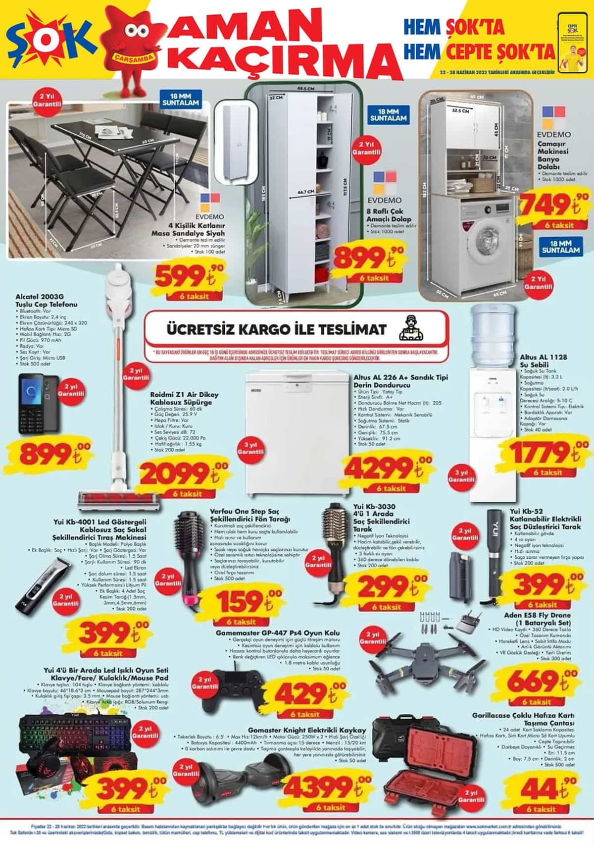 ŞOK Market 22 Haziran aktüel ürünler kataloğu: 6 ay taksit imkanlı aktüel ürünler! İşte 22 Haziran 2022 fiyat listesi