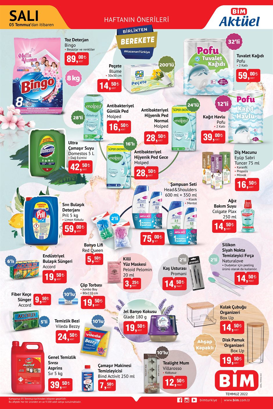BİM e gelecek hafta ne geliyor? Toz çamaşır deterjanı, süt ürünleri, tuvalet kağıdı... 29 Haziran 2022 fiyat listesi!