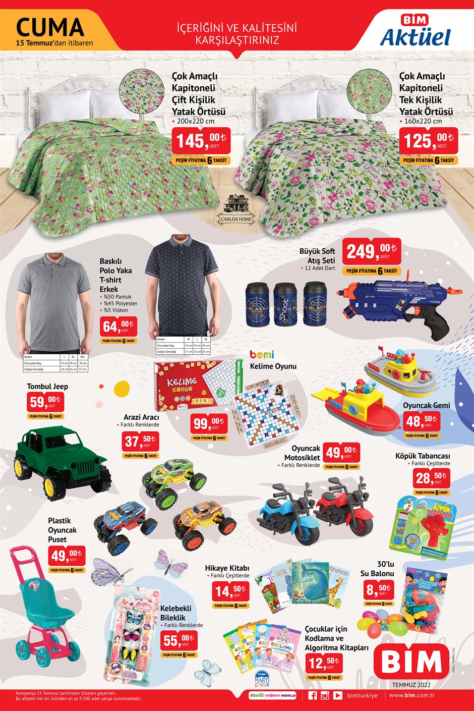 15 temmuz BİM fiyat listesi…