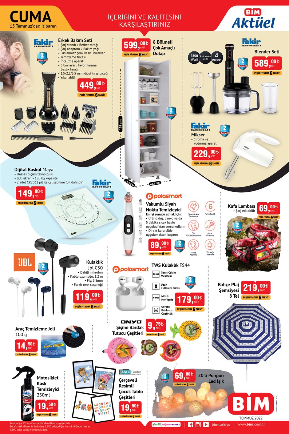 15 temmuz BİM fiyat listesi…