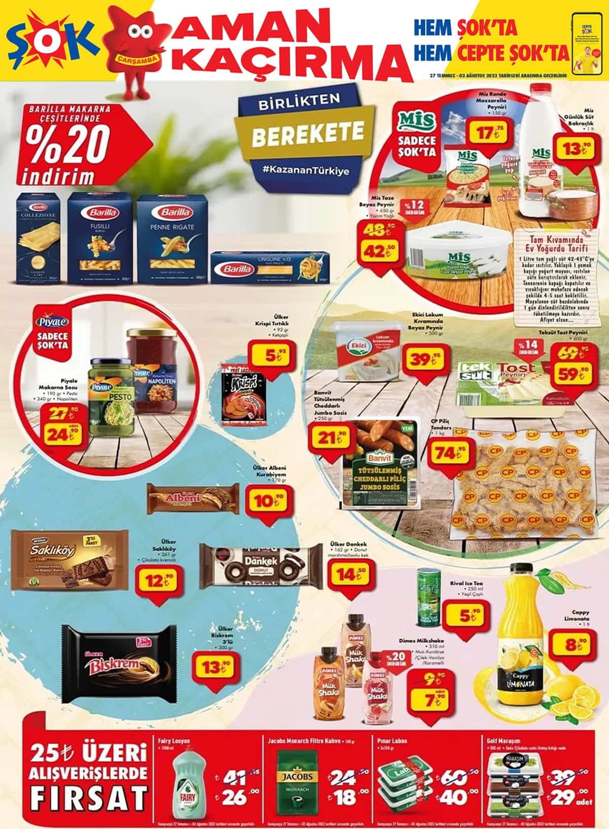 Dar gelirlinin dostu makarnada büyük indirim! Şok market 27 Temmuz- 3 Ağustos fiyat listesi…