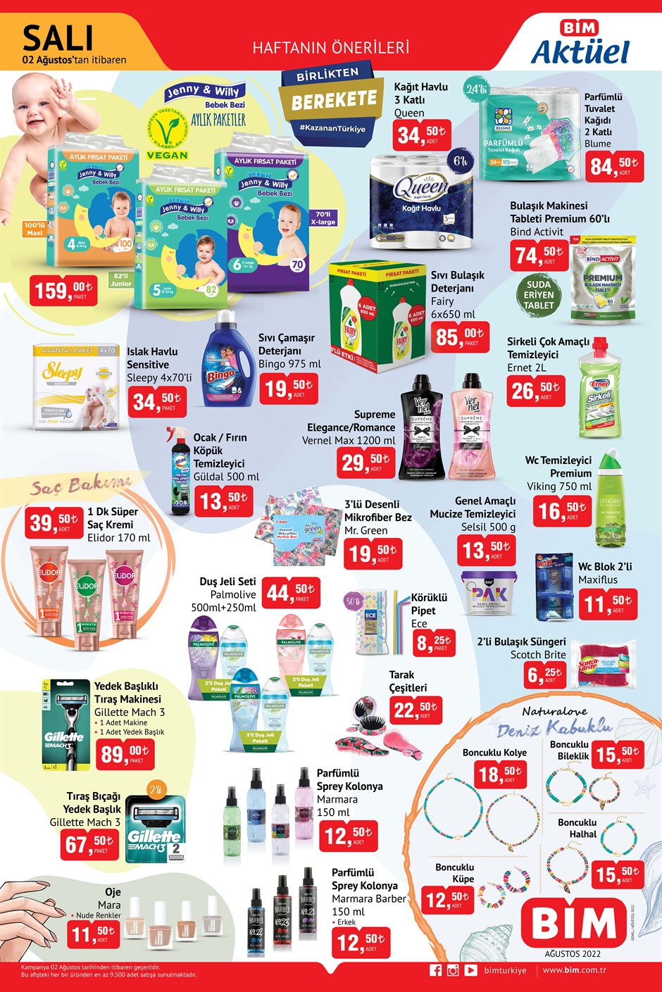 Evinizi pırıl pırıl edecek temizlik ürünleri Bim’e geliyor! Bim 2 Ağustos fiyat listesi…