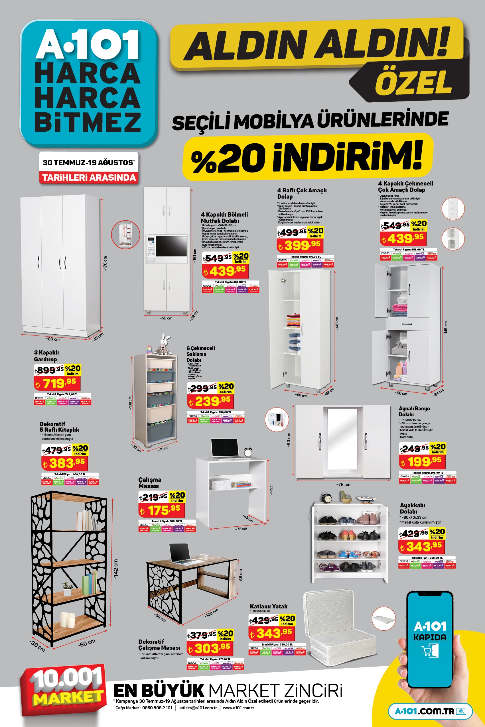 Tüm mobilyalarda indirim rüzgârı! A101 30 Temmuz- 19 Ağustos fiyat listesi…