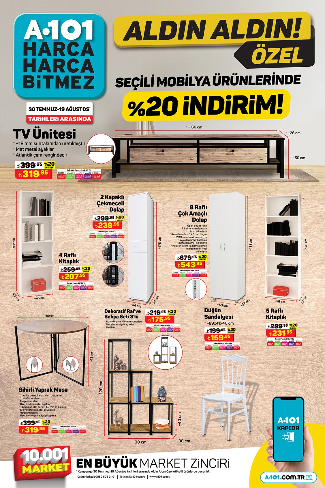 Tüm mobilyalarda indirim rüzgârı! A101 30 Temmuz- 19 Ağustos fiyat listesi…