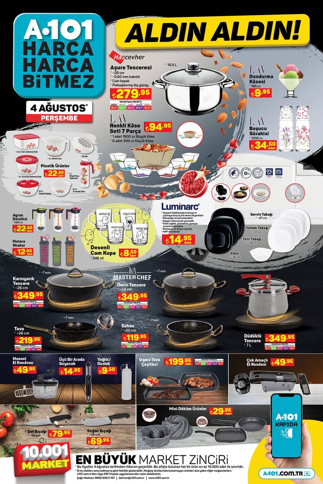 Çeyizlik ürünleriniz 4 Ağustos A101 kataloğunda! İşte 4 Ağustos A101 aktüel ürün kataloğu!