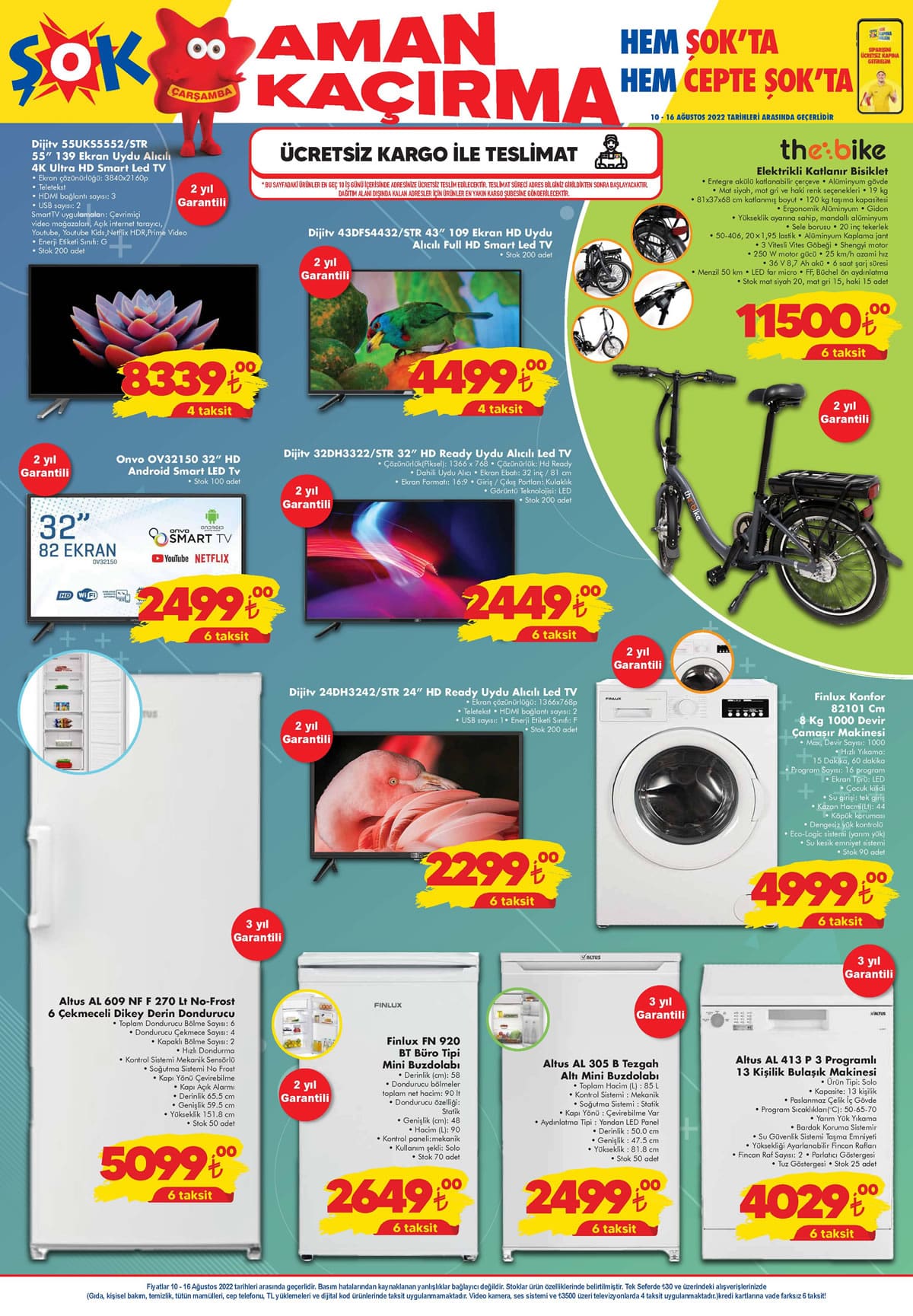 Uygun fiyatlı beyaz eşyalar Şok marketlerde! Şok market 10- 16 Ağustos fiyat listesi…