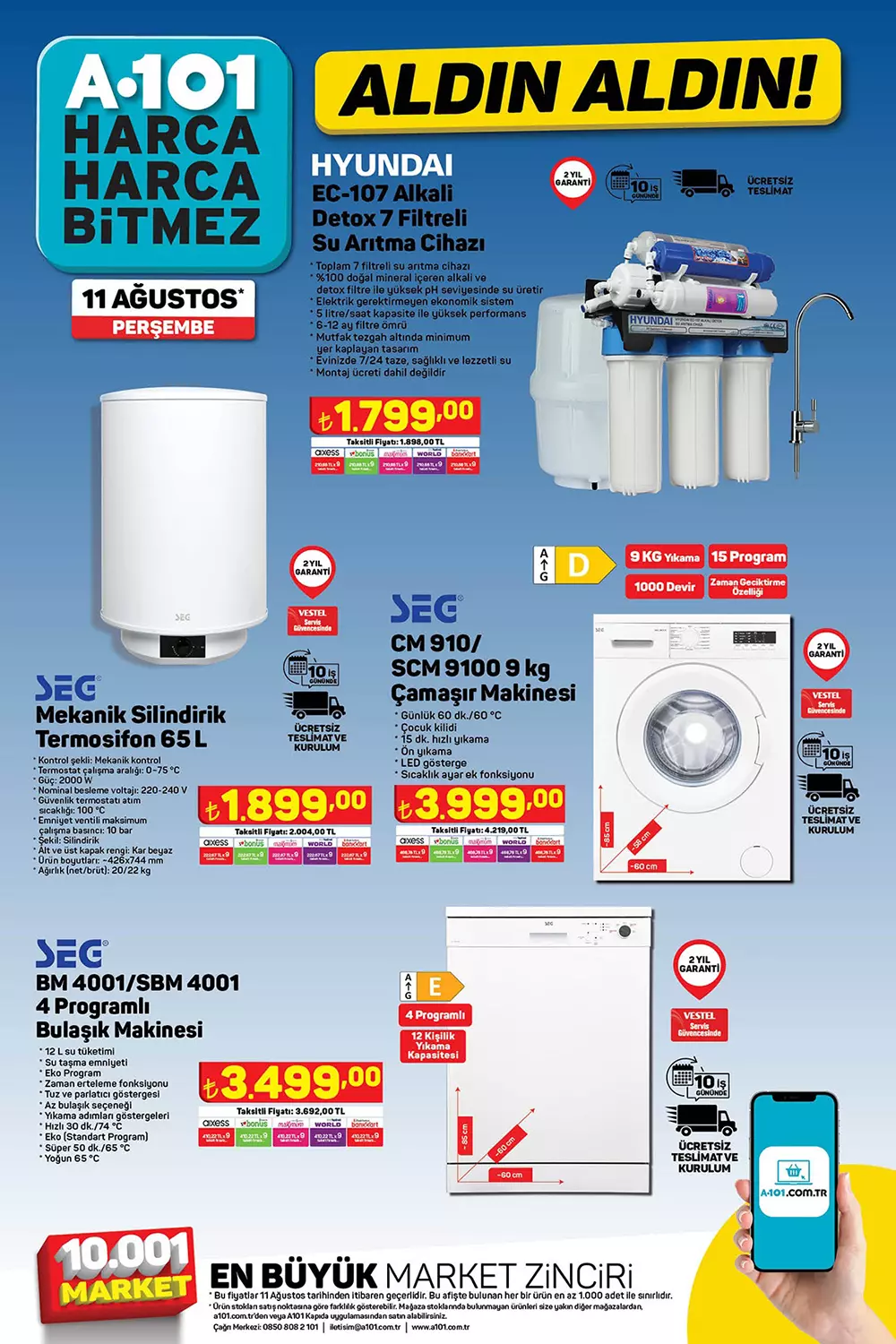 A101 11 Ağustos Perşembe aktüel kataloğu yayımlandı! Hemen 11 Ağustos 2022 fiyat listesine bakın!