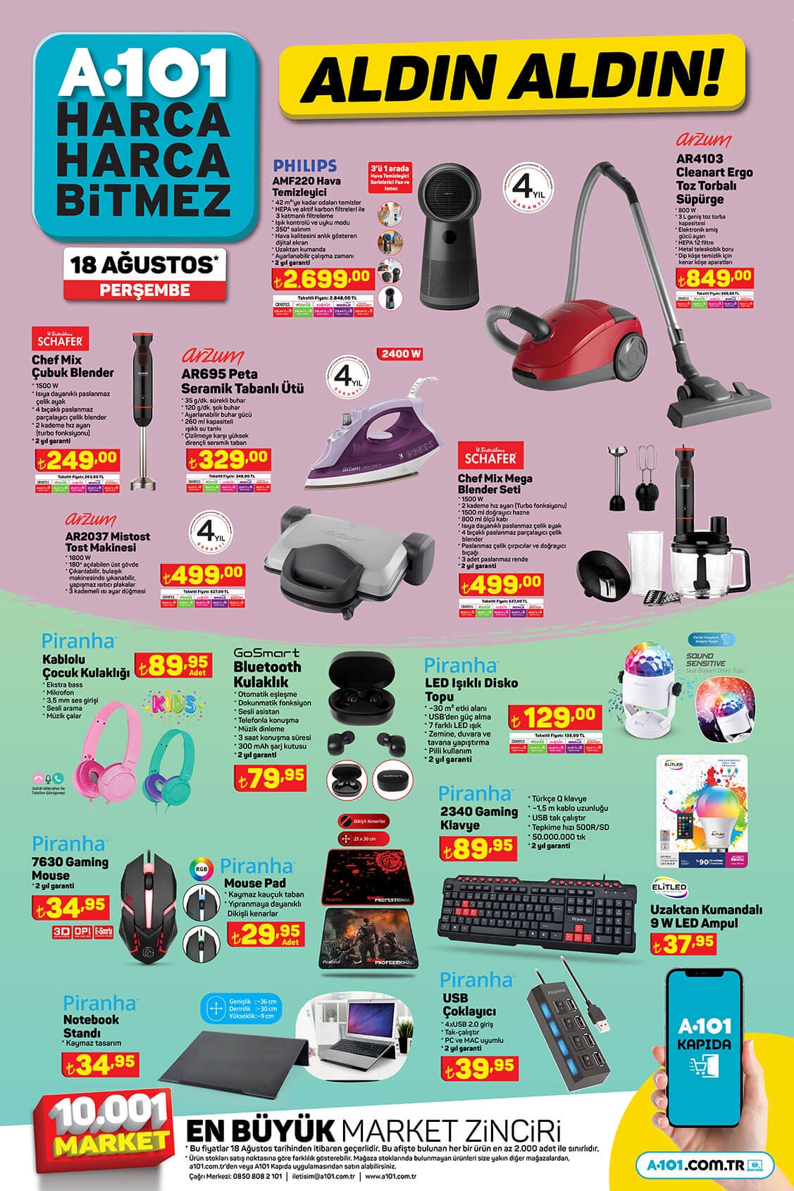 A101 Perşembe aktüel kataloğu yayımlandı! İşte 18 Ağustos 2022 aktüel ürünler kataloğu fiyat listesi!