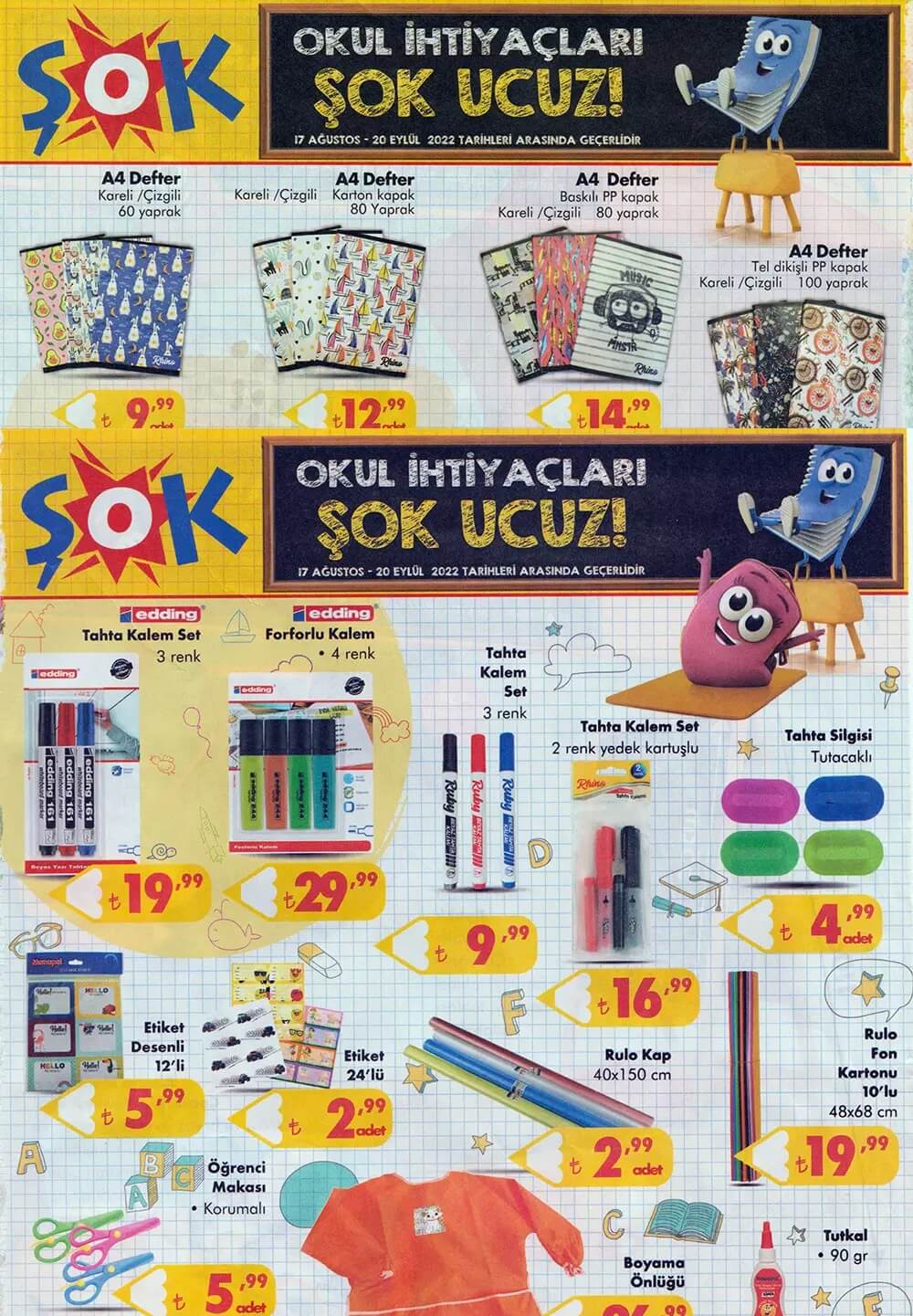 Okul eksiklerinizi 17 Ağustos Çarşamba ŞOK kataloğundan tamamlayın! İşte 17 Ağustos 2022 fiyat listesi!