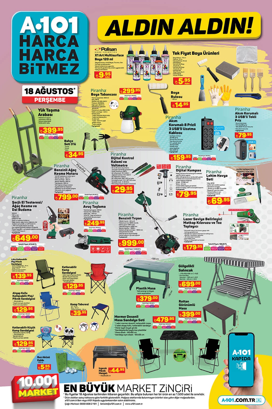 A101 Perşembe aktüel ürünler kataloğu belli oldu! A101 de bugün neler var? 18 Ağustos 2022 fiyat listesi