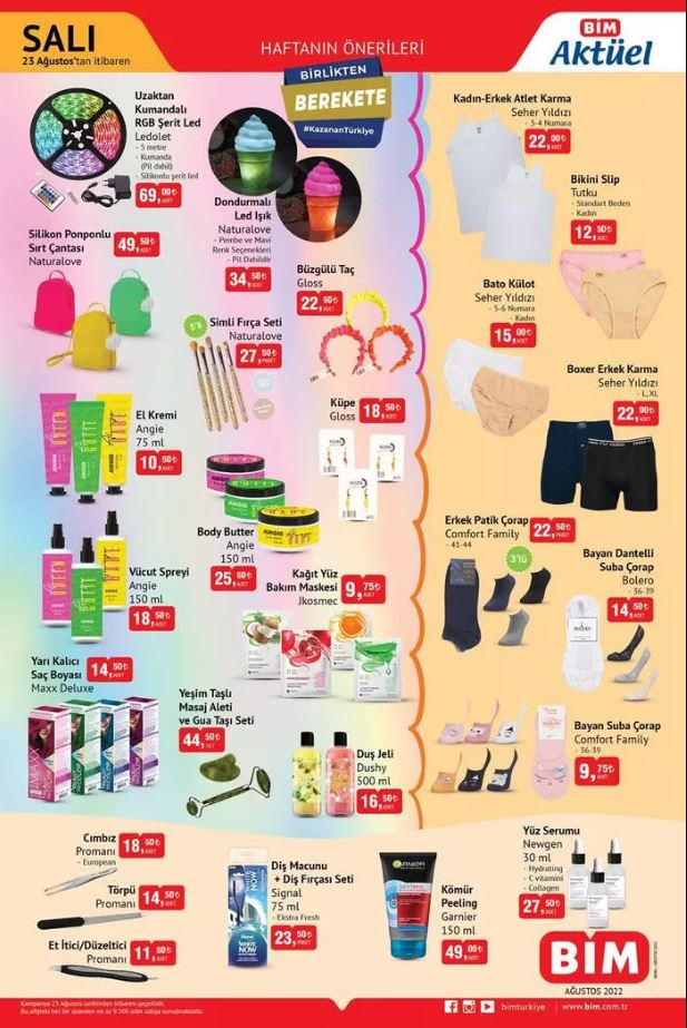 23 Ağustos 2022 Salı BİM aktüel kataloğu yayınlandı! Bu hafta BİM aktüel ürünleri 2 sayfa olarak açıklandı!