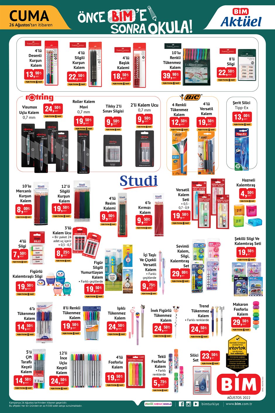 A101 e kırtasiye malzemeleri geldi mi? İşte BİM, ŞOK 26 Ağustos 2022 kırtasiye fiyat listesi...