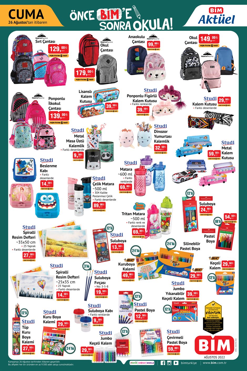 A101 e kırtasiye malzemeleri geldi mi? İşte BİM, ŞOK 26 Ağustos 2022 kırtasiye fiyat listesi...