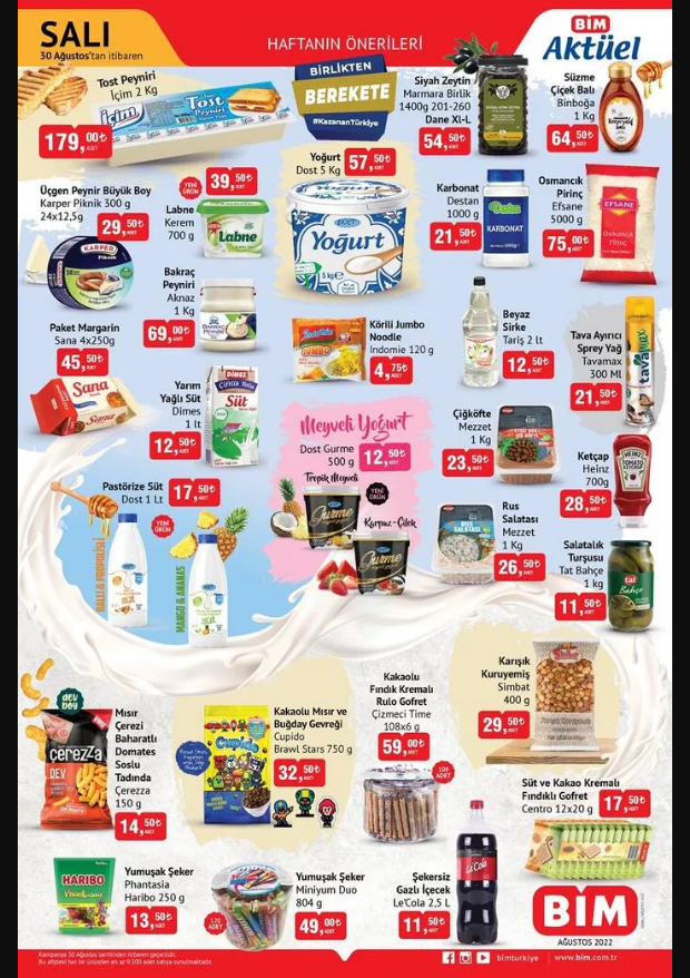 30 Ağustos 2022 Salı BİM aktüel kataloğunda hangi ürünler indirimde? İşte iki sayfa BİM aktüel ürünleri kataloğu...