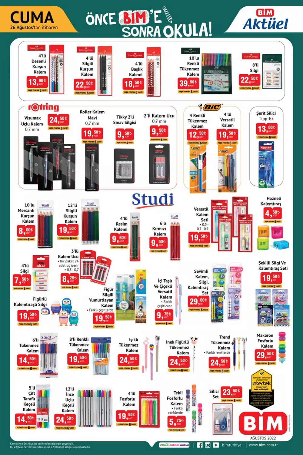 Zincir marketlere kırtasiye malzemeleri geldi mi? İşte BİM, ŞOK, A101 29 Ağustos 2022 kırtasiye fiyat listesi...