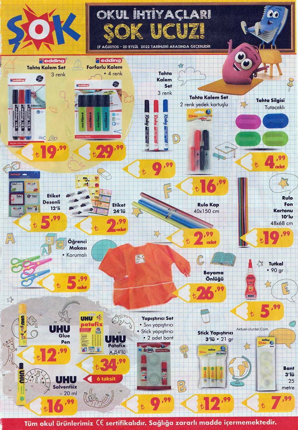 Zincir marketlere kırtasiye malzemeleri geldi mi? İşte BİM, ŞOK, A101 29 Ağustos 2022 kırtasiye fiyat listesi...