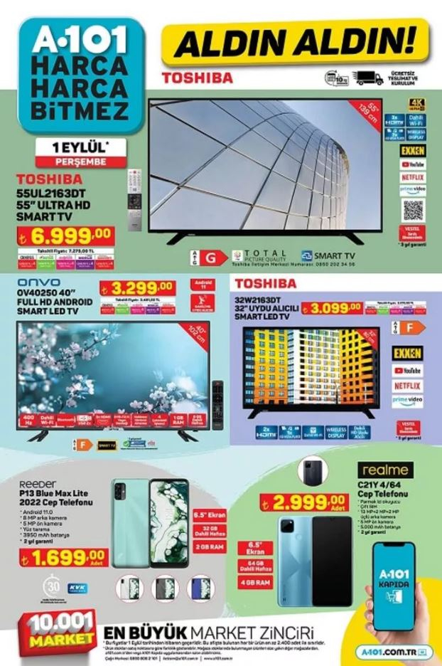 1 Eylül 2022 Perşembe günü A101 aktüel ürünler kataloğu...