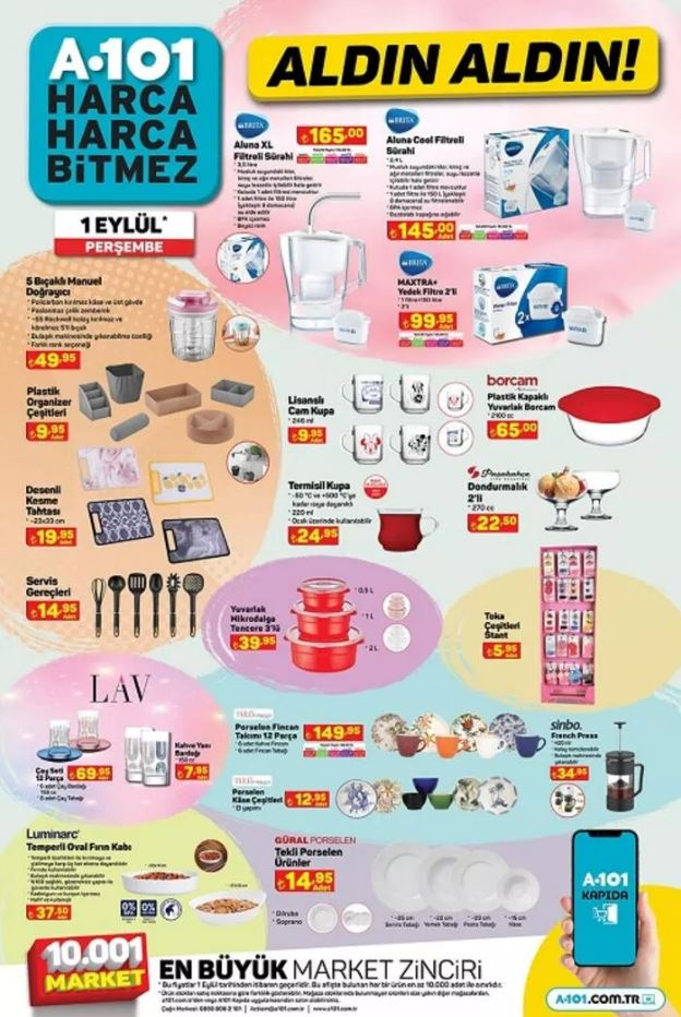1 Eylül 2022 Perşembe günü A101 aktüel ürünler kataloğu...