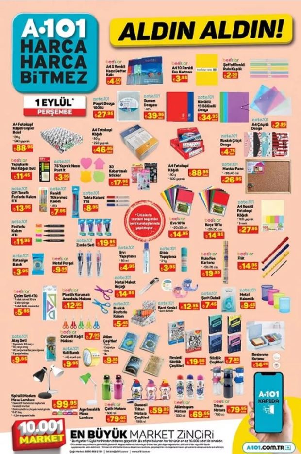 1 Eylül 2022 Perşembe günü A101 aktüel ürünler kataloğu...