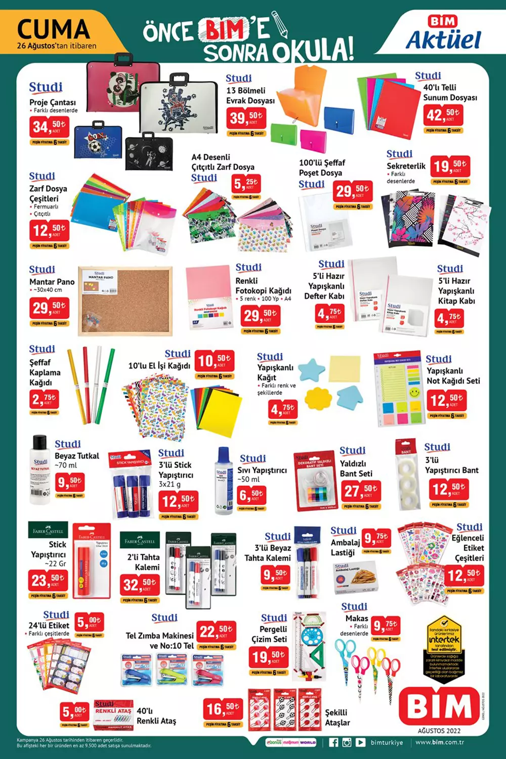 BİM den kırtasiye ürünlerine özel aktüel ürünler kataloğu! Hemen bakın! İşte 31 Ağustos 2022 fiyat listesi...