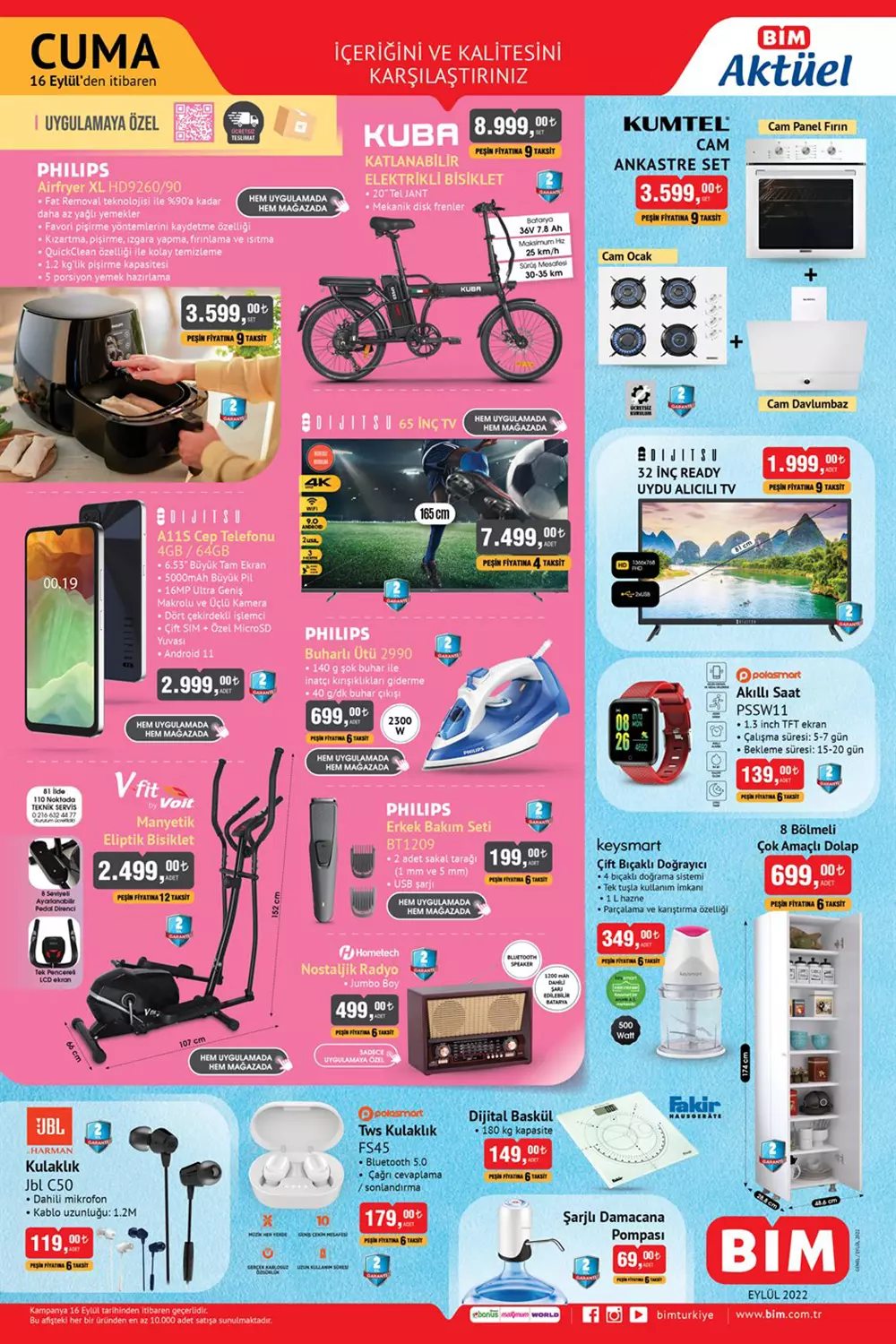 BİM 16 Eylül kataloğu açıklandı! BİM e elektrikli bisiklet, cep telefonu ve mobilya geliyor! 16 Eylül 2022 fiyat listesi