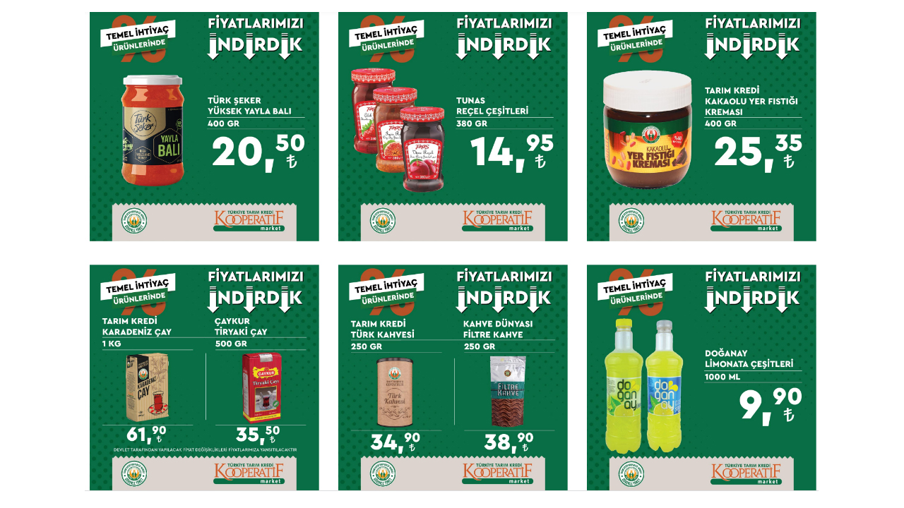 Tarım Kredi de çay, ayçiçek yağı ve ette dip fiyatlar! İşte 16 Eylül 2022 fiyat listesi...