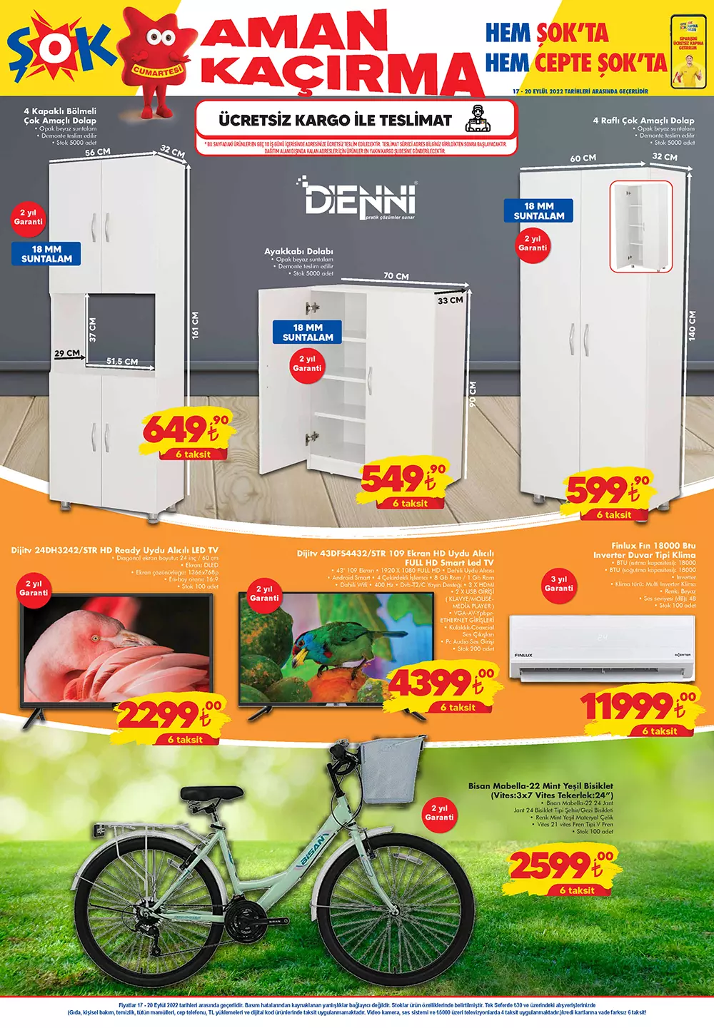 ŞOK aktüel ürünler kataloğunda 6 ay taksit fırsatı! İşte 17 Eylül 2022 fiyat listesi...