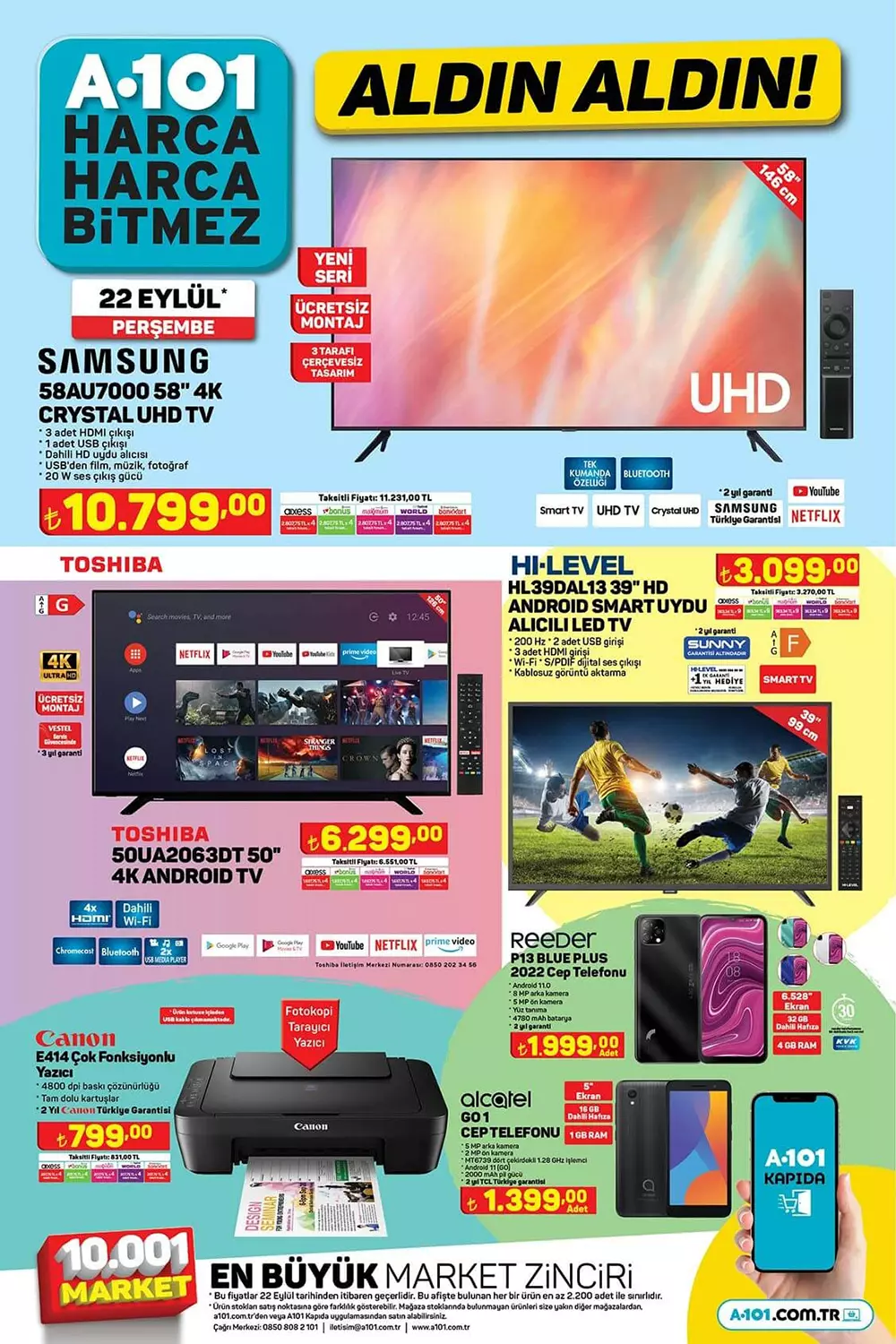 A101 Perşembe kataloğunda televizyon ve cep telefonunda şok ucuzluk! İşte A101 22 Eylül 2022 fiyat listesi...